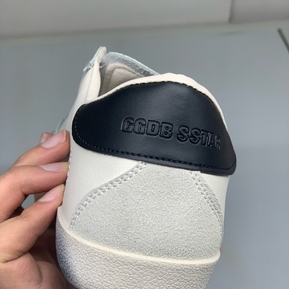 Women’s Distressed Sneaker with grey star detailing in white faux leather - Picture 6 of 13